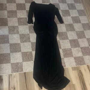 Maternity Classic Black Long Sleeve Maxi Dress - Women